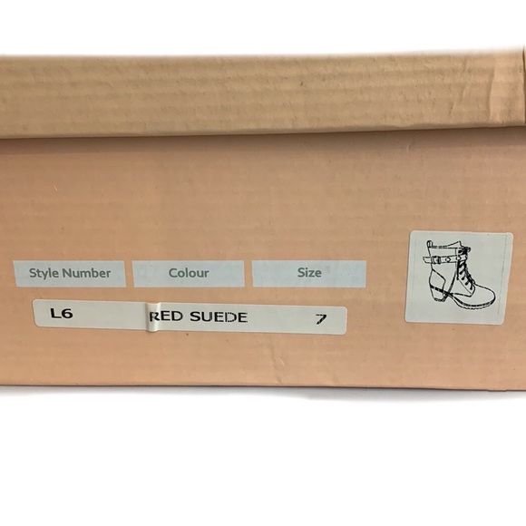 Koi Animal Friendly Suede Lace Up Zipper Rubber Sole Biker Ankle Boots Red - Picture 7 of 8